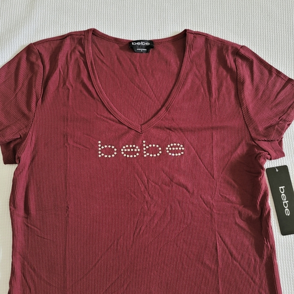 bebe Pomegranate Ribbed Top - NWT - Picture 3 of 12